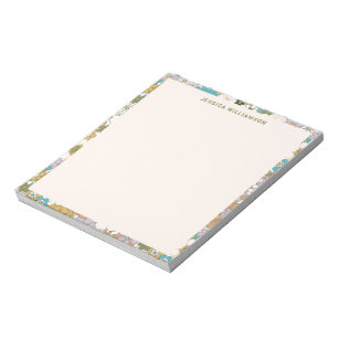 Bloco De Notas Chá de Bebê Floral Marrom Azul Retro Boho Fofo