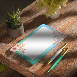 Bloco De Notas Chá de casamento Teal Dourada Bolinhas Confetti