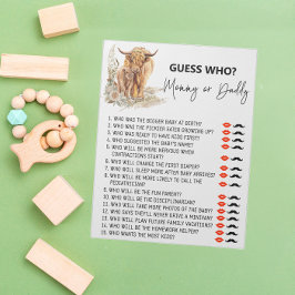 Bloco De Notas Chá de fraldas Adivinha Quem Joga Vaca Highland