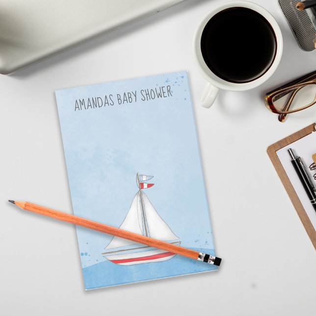 Bloco De Notas Chá de fraldas Aquarela Náutica Agradeço-Lhe (Criador carregado)