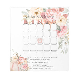 Bloco De Notas chá de fraldas Bingo Blush Coral Pumpkin Peony Fl