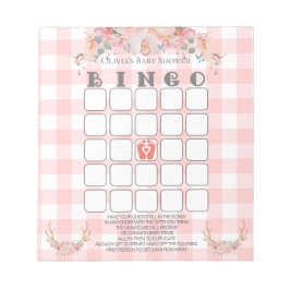 Bloco De Notas Chá de fraldas Bingo BOHO Baby Coral Gingham