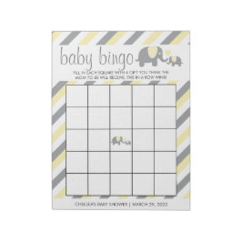 Bloco De Notas Chá de fraldas Elefante de Stripe Amarelo e Cinza 