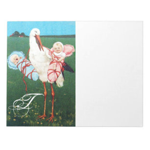 Bloco De Notas CHÁ DE FRALDAS TWIN, cor-de-rosa, azul-lacre