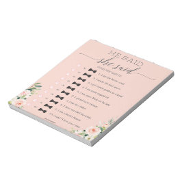 Bloco De Notas Chá de panela De Orçamento Ele Disse Que Ela Disse