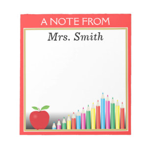 Bloco De Notas Chalkboard e Lápis Coloridos Nota Do Professor