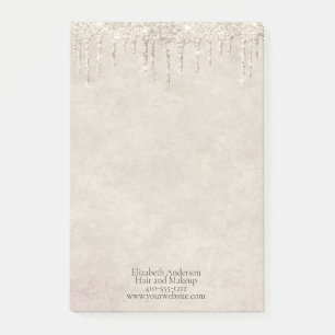 Bloco De Notas Champagne Brilhante com Brilho Glamour Moderno e S
