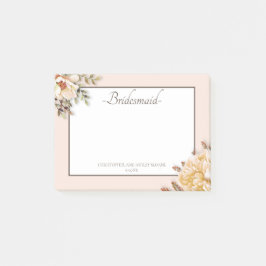 Bloco De Notas Champagne Marfim Rosa Floral Damas de Honra