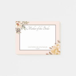 Bloco De Notas Champagne Marfim Rosa Floral Mãe da Noiva