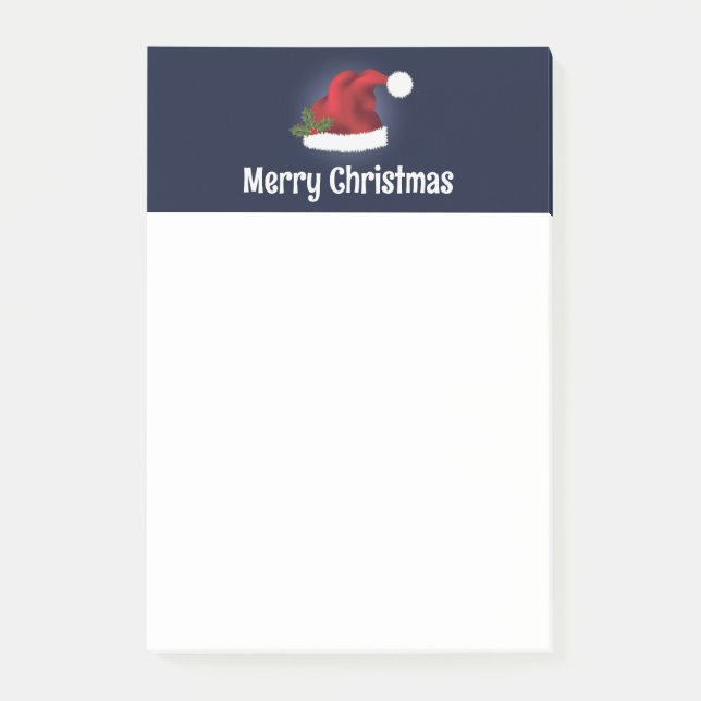 Bloco De Notas Chapéu de Papai Noel Vermelho Com Azevinho de Nata (Frente)