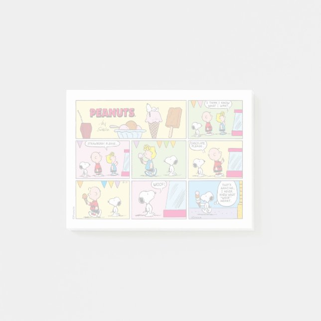 Bloco De Notas Charlie Brown, Snoopy e Sally | Sorvete (Frente)