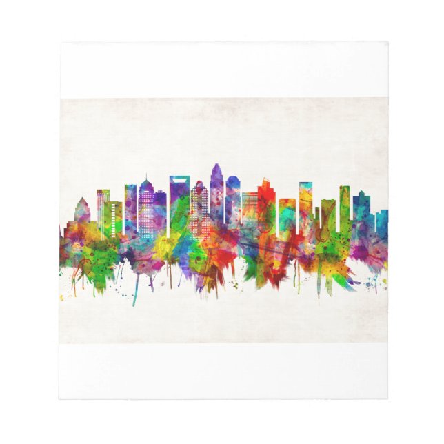 Bloco De Notas Charlotte North Carolina Skyline (Frente)