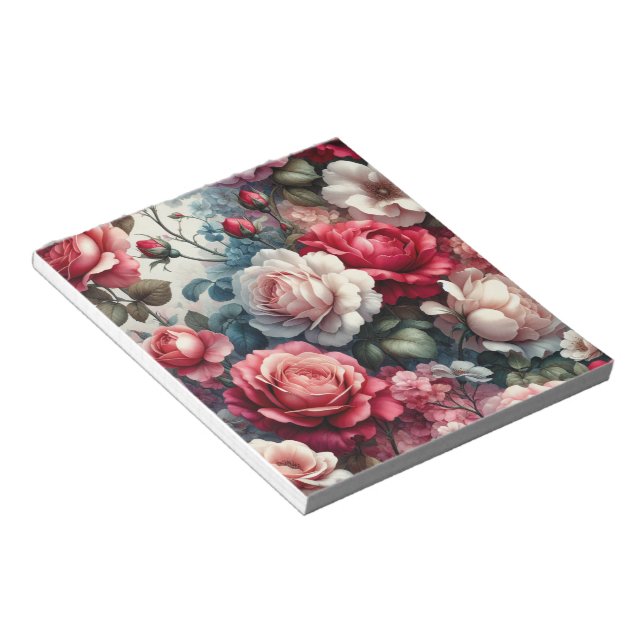 Bloco De Notas Charme Floral Rosa Atemporal (Inclinado)