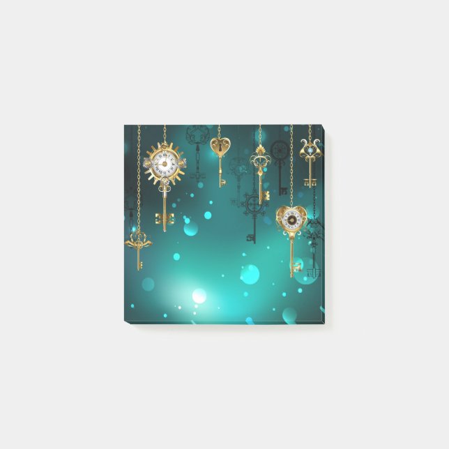 Bloco De Notas Chaves de Esqueleto Anticas em Fundo Verde (Frente)