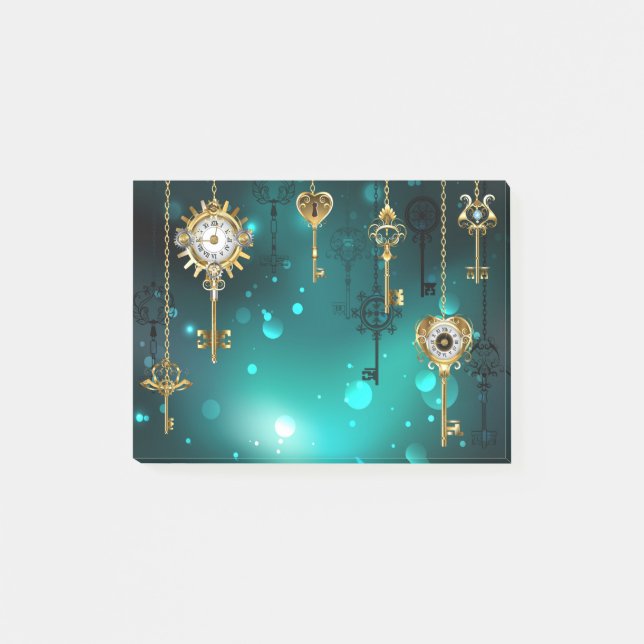 Bloco De Notas Chaves de Esqueleto Anticas em Fundo Verde (Frente)