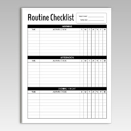 Bloco De Notas Checklist para a rotina da manhã semanal