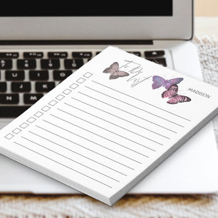 Bloco De Notas Checklist personalizada para a borboleta de roxo e