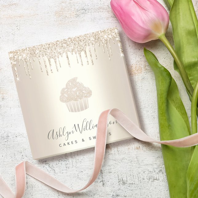 Bloco De Notas Chef de cupcake Champanhe Dourado Glitter Drives (Criador carregado)
