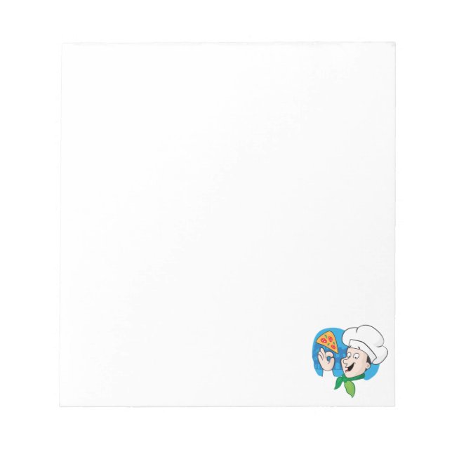 Bloco De Notas Chef de desenho animado com pizza (Frente)