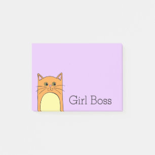 Bloco De Notas Chefe alaranjado bonito da menina do gato