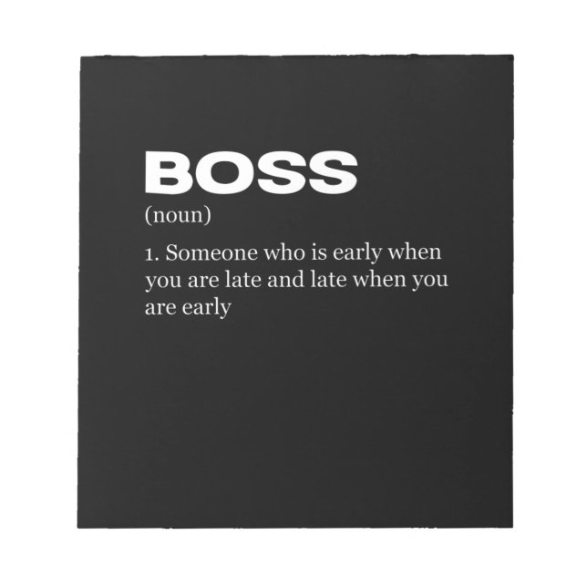 Bloco De Notas Chefe Definição Engraçada Dia Feliz do Chefe (Frente)