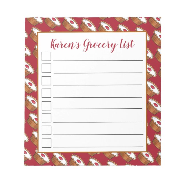 Bloco De Notas Cherry Bakewell Tart British Comida UK Patery Baer (Frente)