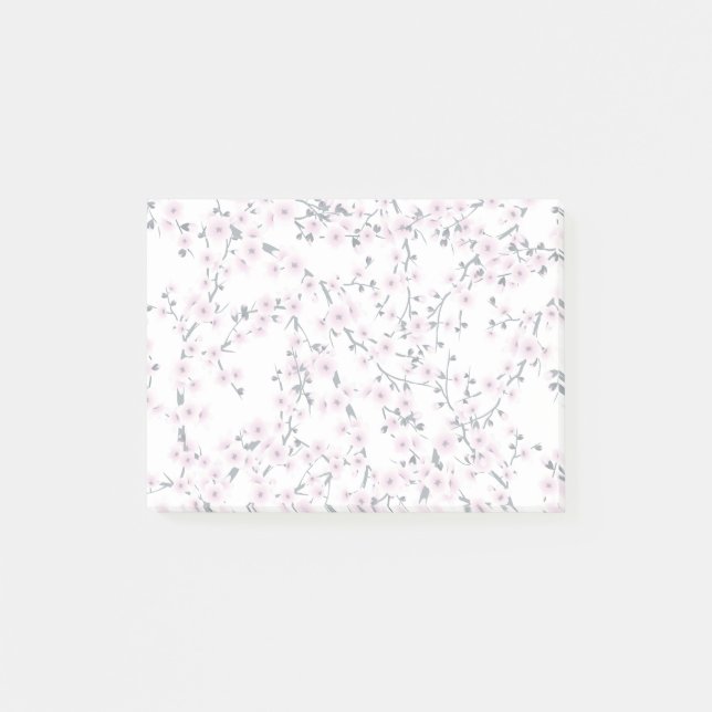 Bloco De Notas Cherry Blossoms Pink White Padrão (Frente)