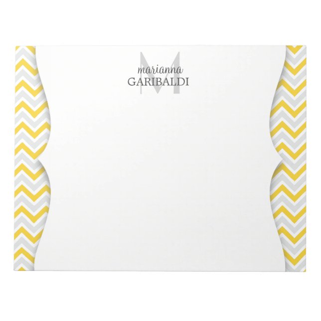 Bloco De Notas Chevron Amarelo e Moderno Personalizado (Frente)