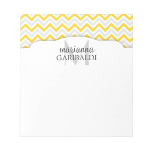 Bloco De Notas Chevron amarelo e moderno personalizado