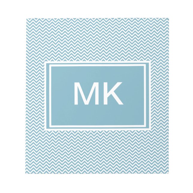 Bloco De Notas Chevron Azul com Monograma (Frente)