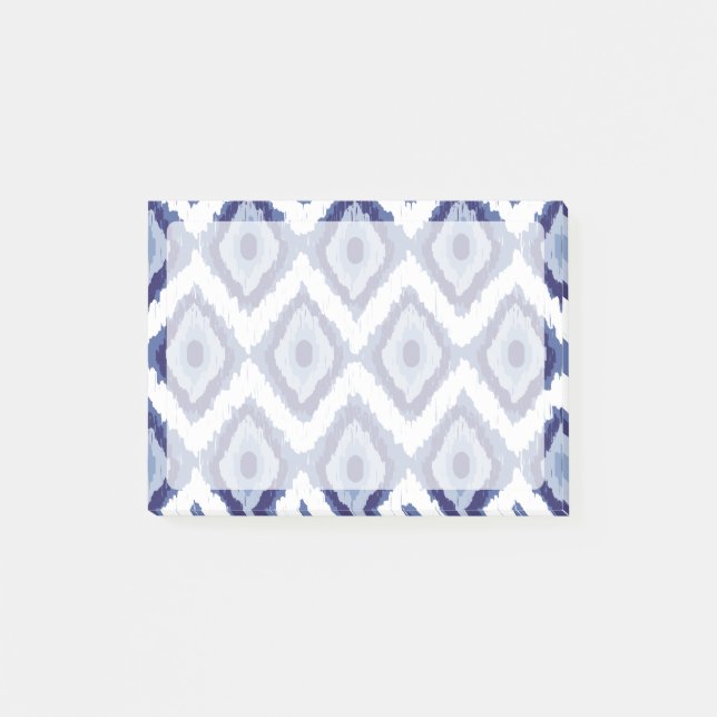 Bloco De Notas Chevron Branco de Diamond Azul Indigo Tribal (Frente)