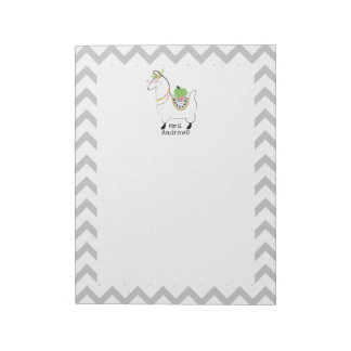 Bloco De Notas Chevron Floral da Apple Verde Llama