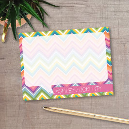 Bloco De Notas Chevrons Coloridos Falam Bubble Branco Nome Simple