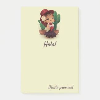 Bloco De Notas Chibi flamenco em chapéus e cactos espanhóis