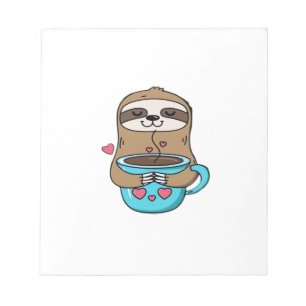 Bloco De Notas Chibi Preguiça Amante de Café � Preguiça Kawaii Fo