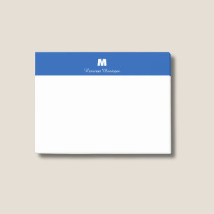 Bloco De Notas Chic Azul Cobalto Nome Personalizado Letra Monogra