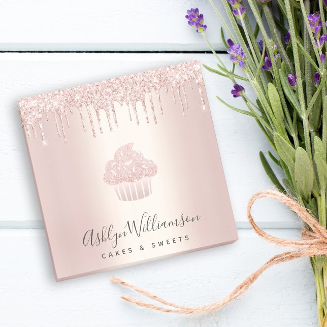Bloco De Notas Chic Bakery Chef Rosa de de Cupcake Dourado Glitte (Criador carregado)