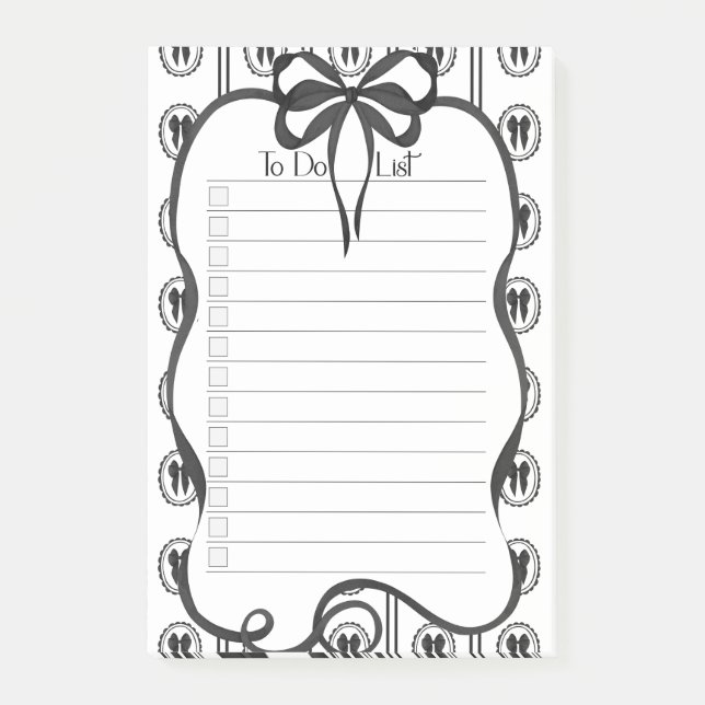 Bloco De Notas Chic Black Bow To-Do List Large Notepad (Frente)