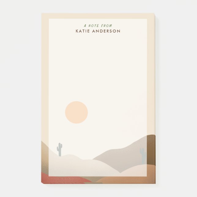 Bloco De Notas Chic Boho Terracotta Desert Cactus Posta-it (Frente)