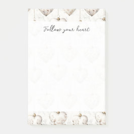 Bloco De Notas Chic Cream Grey Hearts Ornaments  