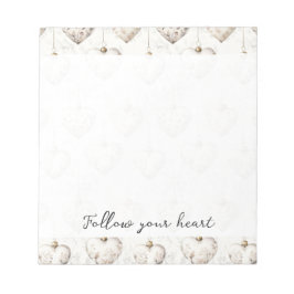 Bloco De Notas Chic Cream Grey Hearts Ornaments  