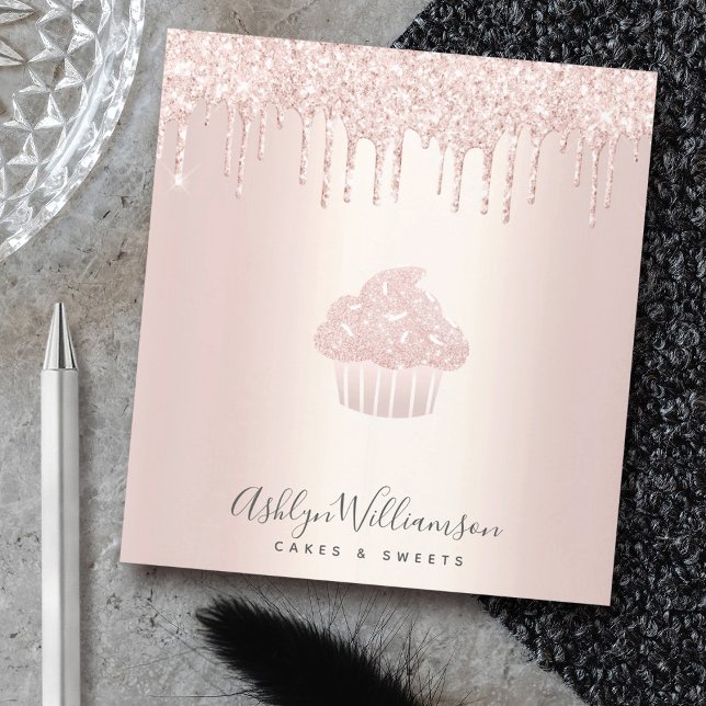 Bloco De Notas Chic Cupcake Chef Bakery Rosa de Glitter Dourado (Criador carregado)