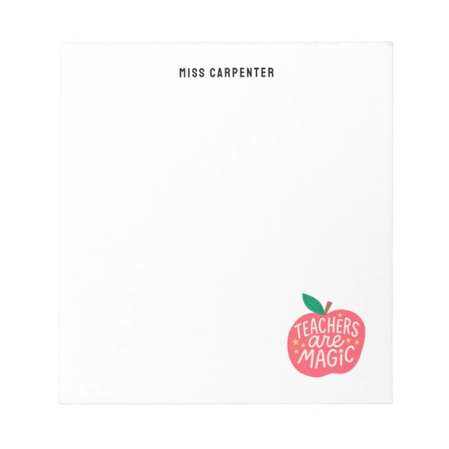 Bloco De Notas Chic Cute Apple Saying Personalized Teacher (Frente)
