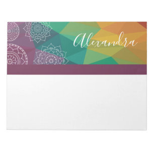 Bloco De Notas Chic do arco-íris mandala personalizado