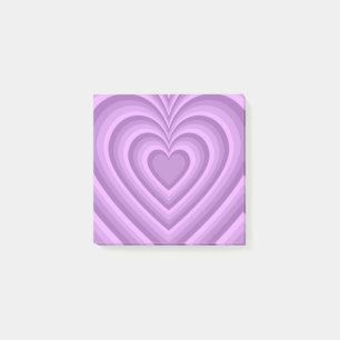 Bloco De Notas Chic e Retro com Padrão Cardíaco Hipnótico Roxo
