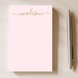 Bloco De Notas Chic Elegant Dourado Calliographic Name