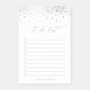 Bloco De Notas Chic Faux Silver Foil Confetti Pontos Personalizad
