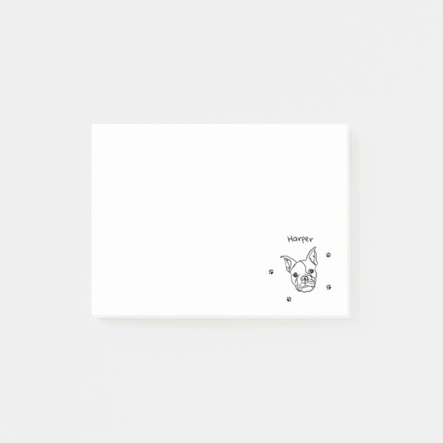 Bloco De Notas Chic French Bulldog Line Art: Edite seu texto (Frente)