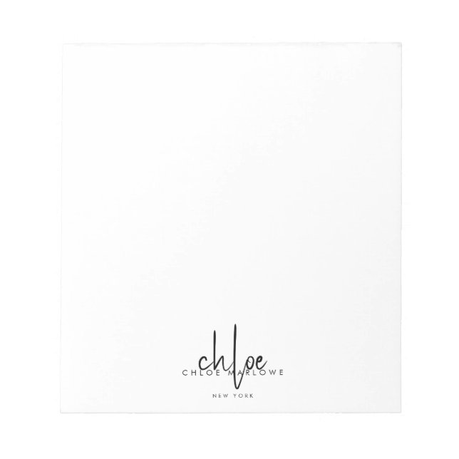 Bloco De Notas Chic Hair Stylist Minimalist Monogram  (Frente)