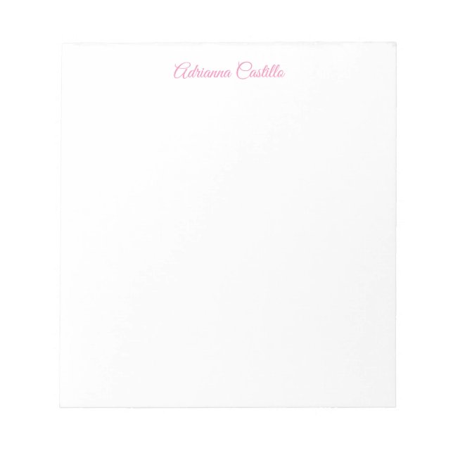 Bloco De Notas Chic Minimalista Simples Caligrafia Nome (Frente)